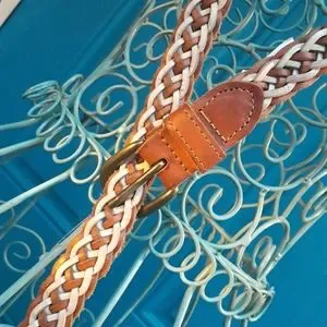 Genuine Leather Belt Thin Braided Belt Womens Multi Loop Woven Real Leather Leather Belt Women, Customizable Braided Leather Belt Brown  main image 4